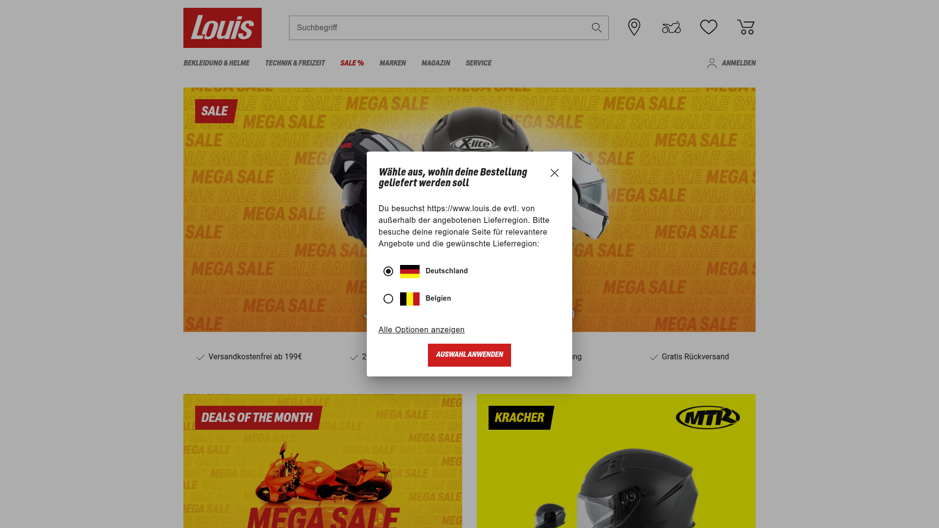 Screenshot van louis.de