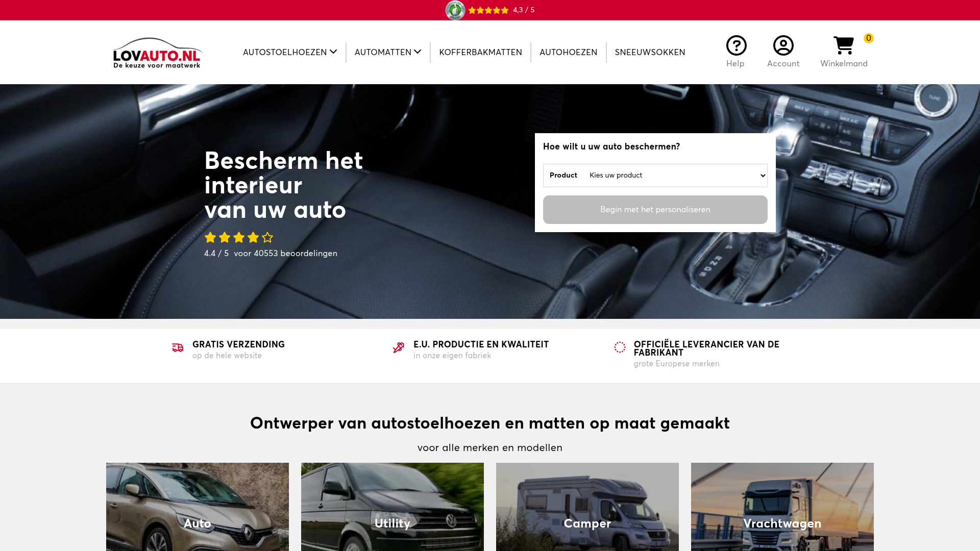 Screenshot van lovauto.nl