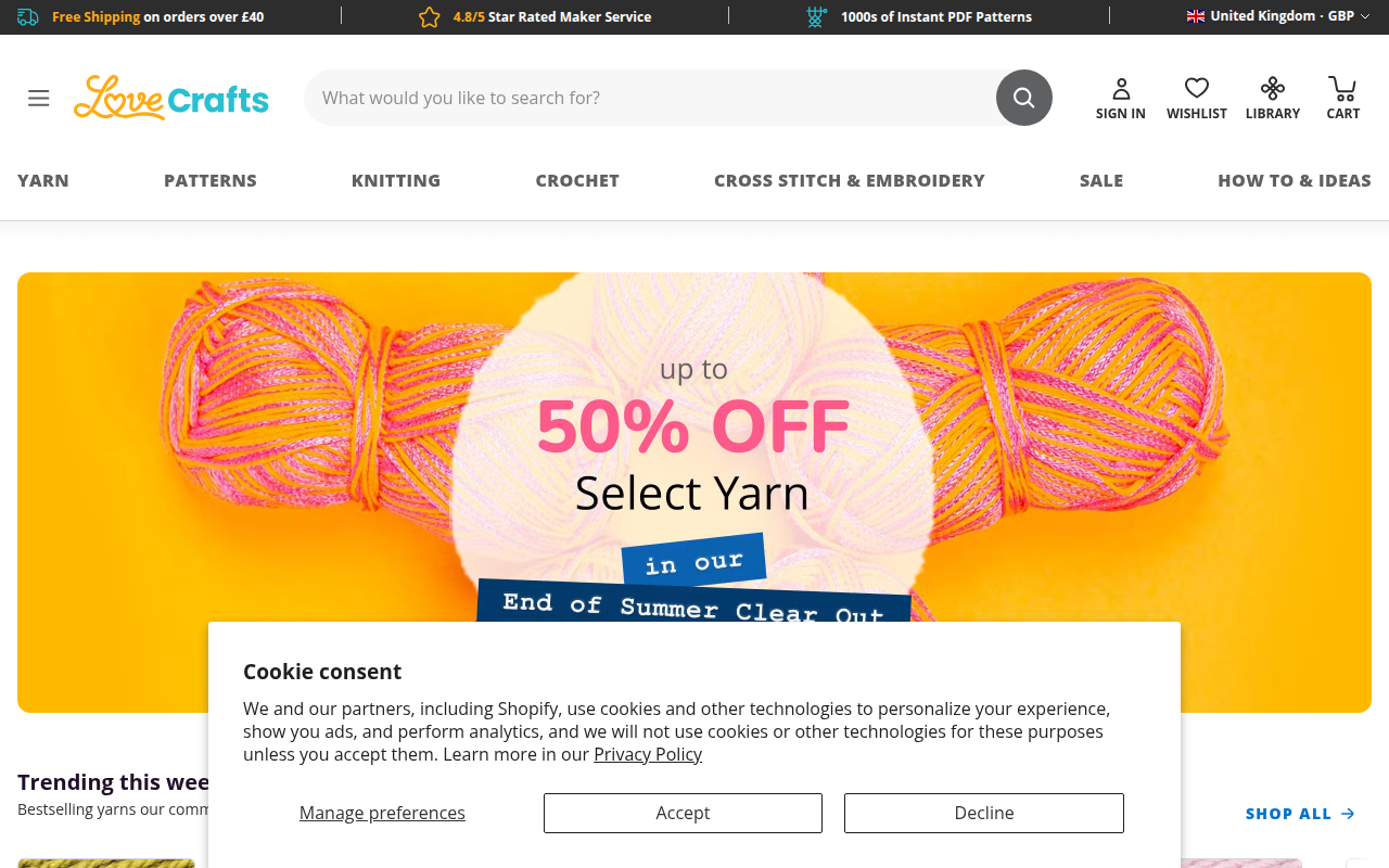 Screenshot van lovecrafts.com