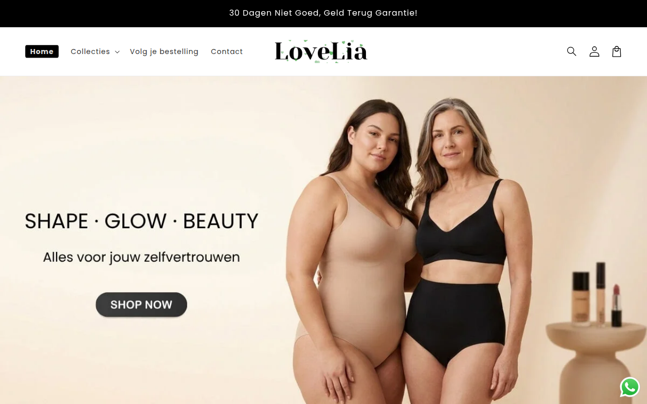 Screenshot van Lovelia-shop