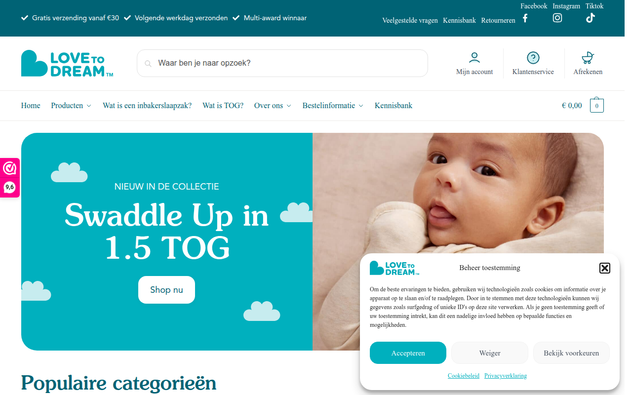 Screenshot van lovetodream.nl
