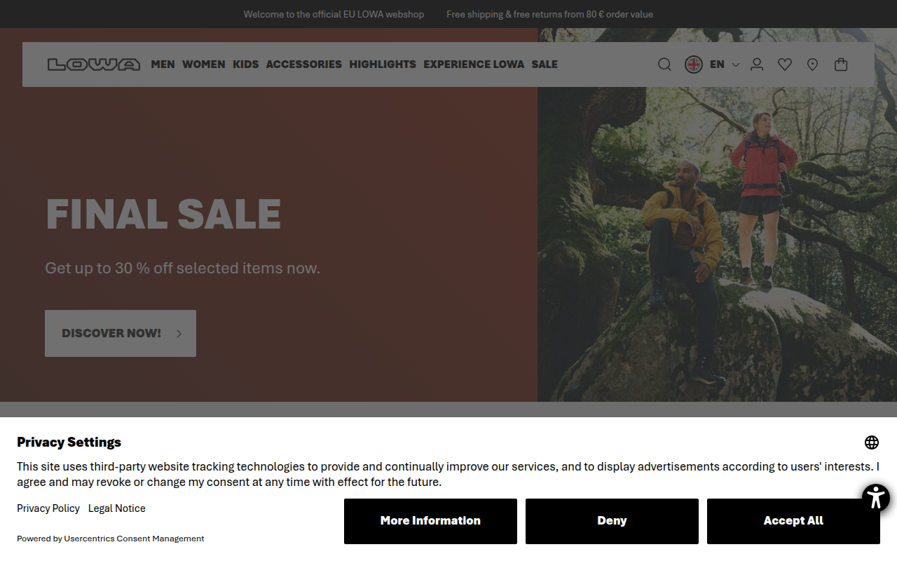 Screenshot van lowa.com