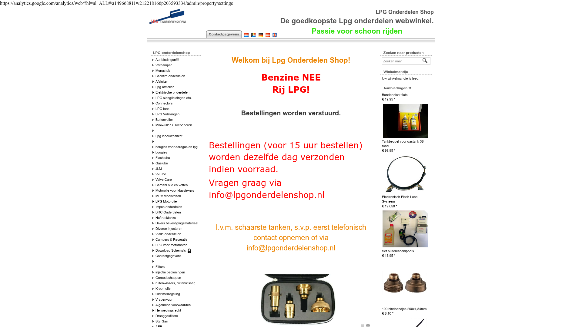 Screenshot van lpgonderdelenshop.nl