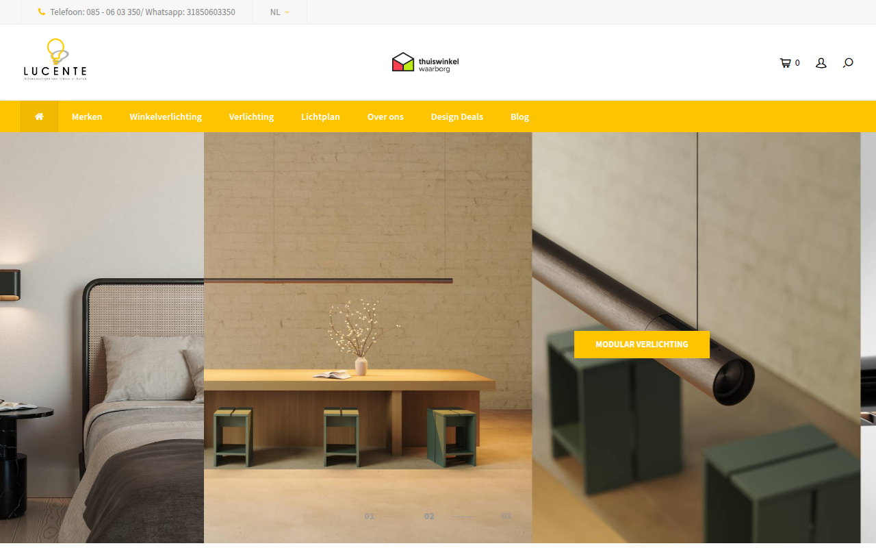 Screenshot van lucente.nl
