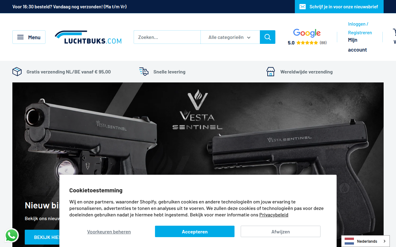Screenshot van luchtbuks.com
