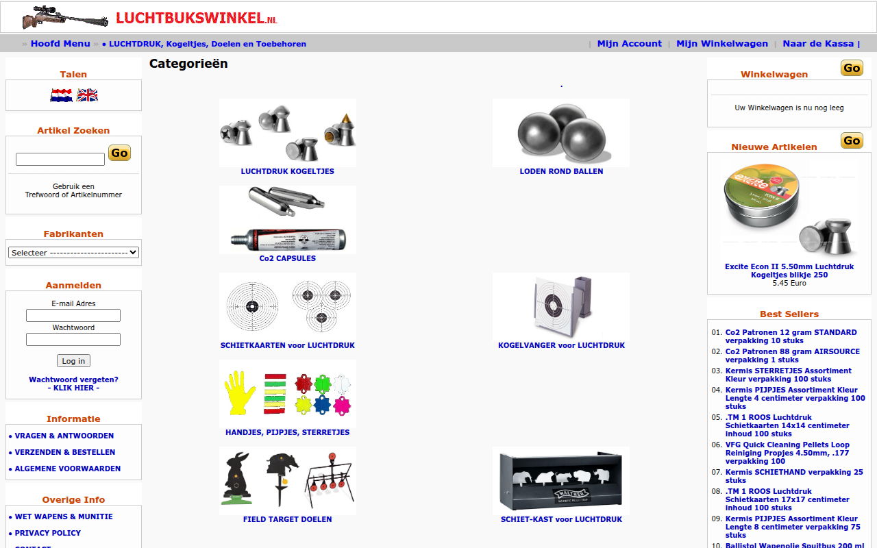 Screenshot van luchtbukswinkel.nl