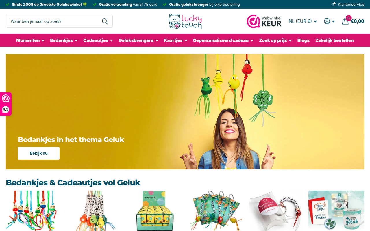 Screenshot van luckytouch.nl
