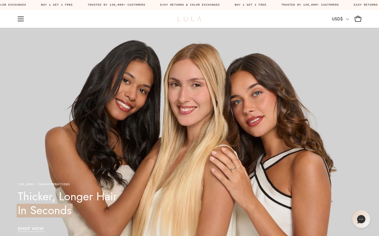 Screenshot van lulahairco.com