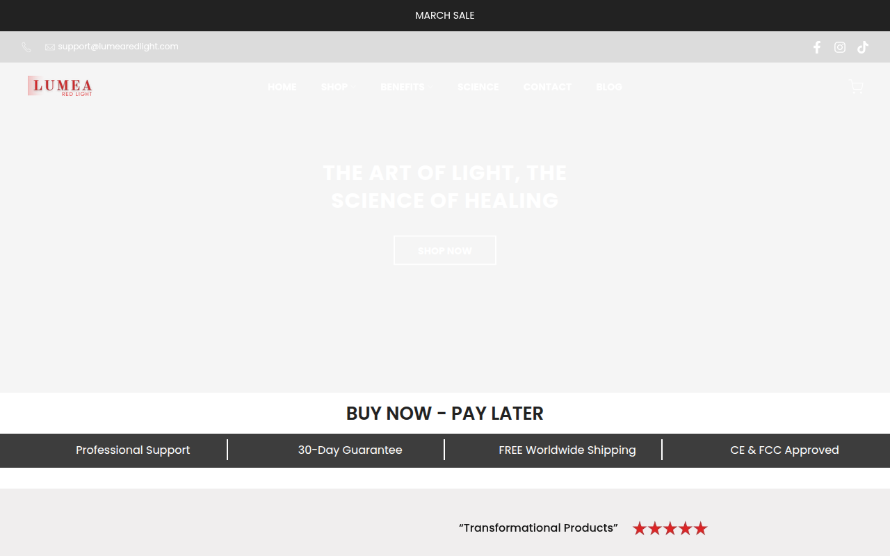 Screenshot van lumearedlight.com