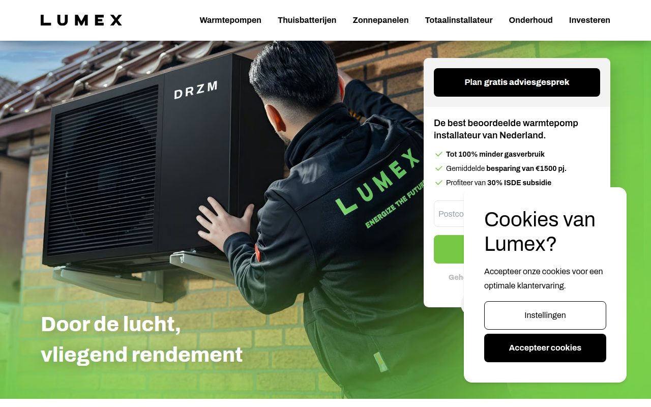 Screenshot van lumex.nl