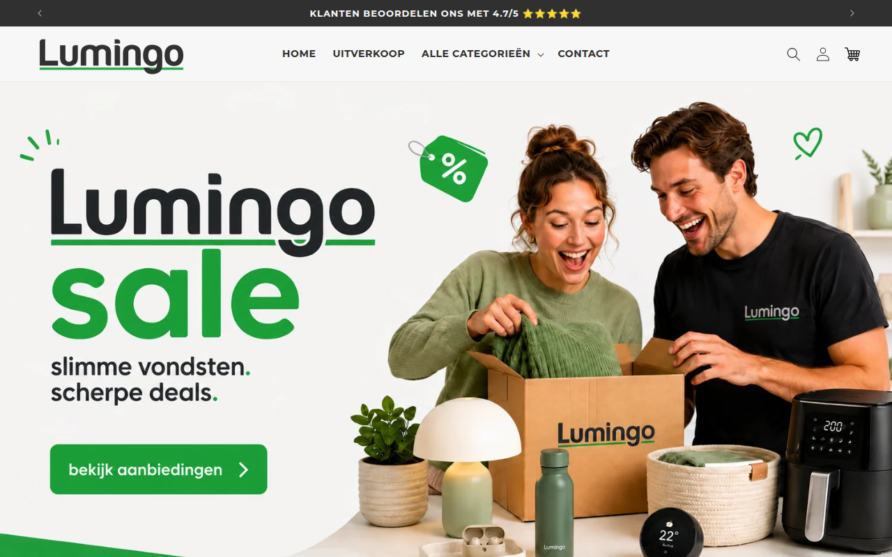 Screenshot van lumingo.nl