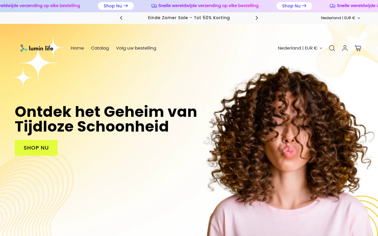 Screenshot van luminlife.nl