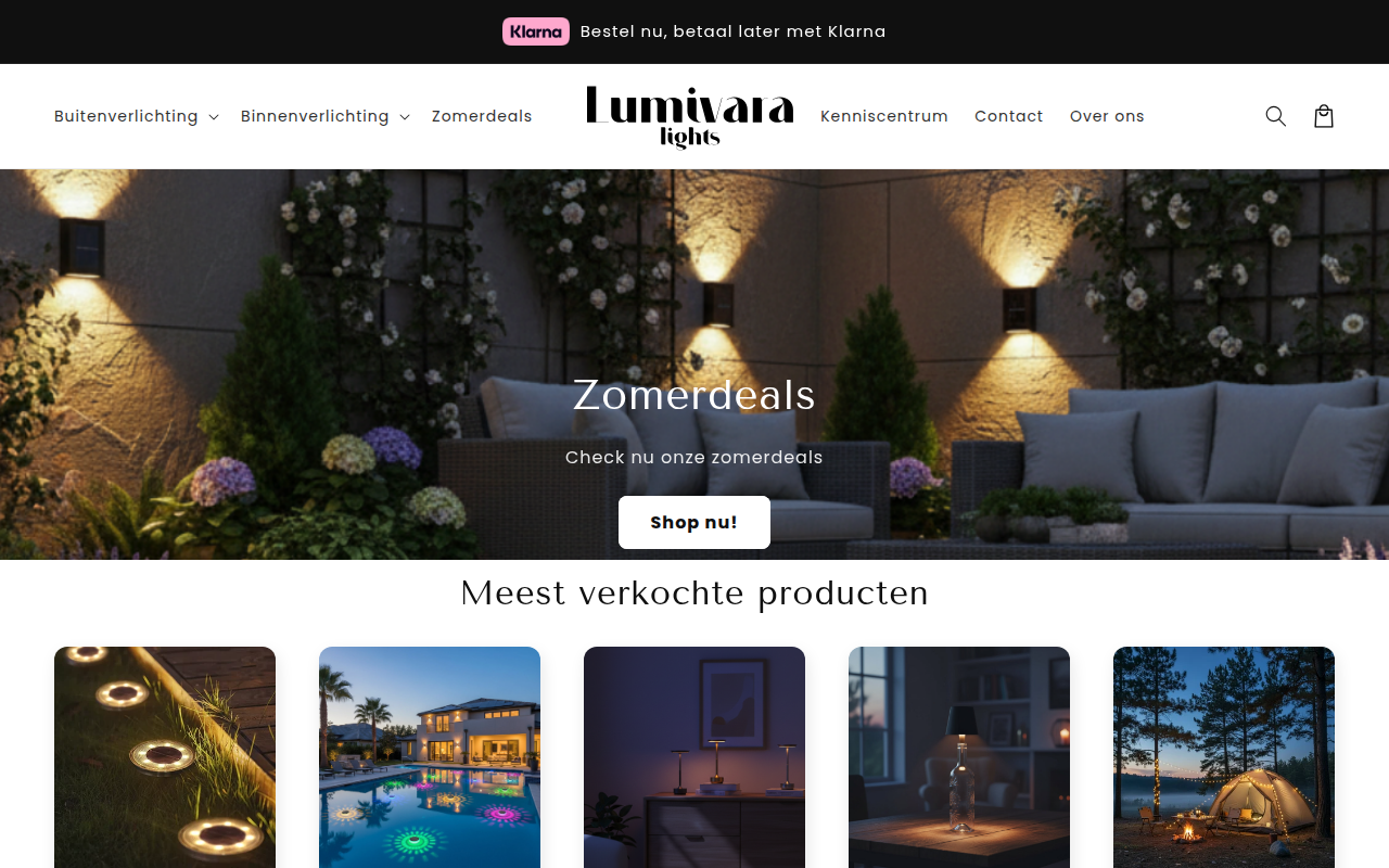 Screenshot van lumivaralights.com