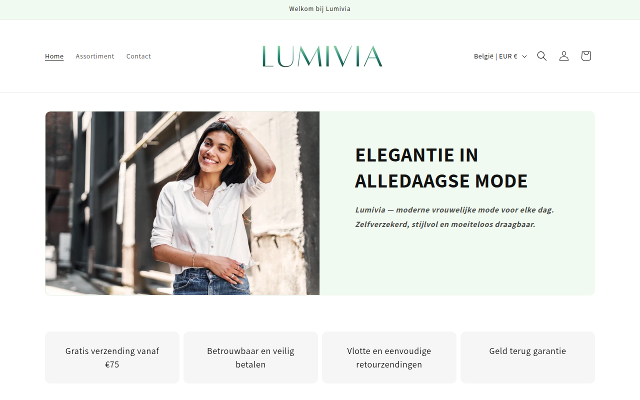 Screenshot van lumiviafashion.com