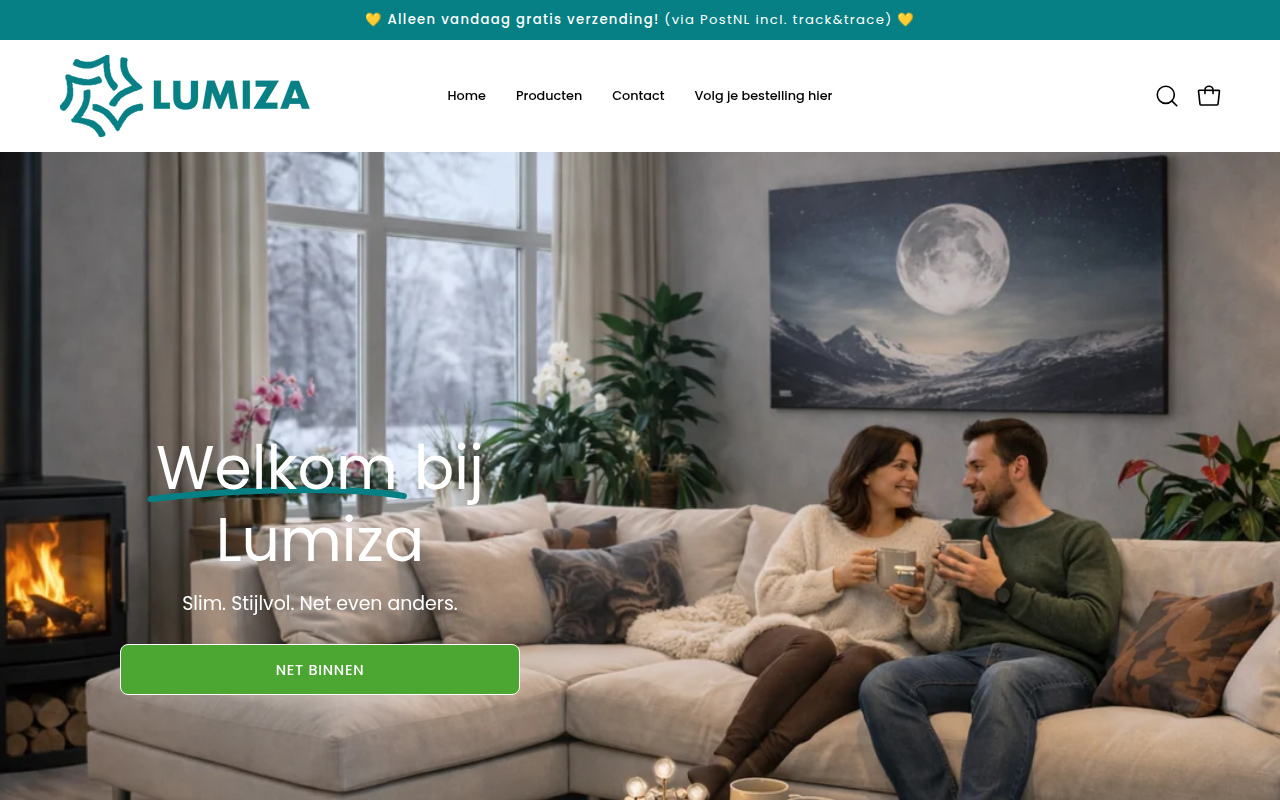 Screenshot van lumiza.nl