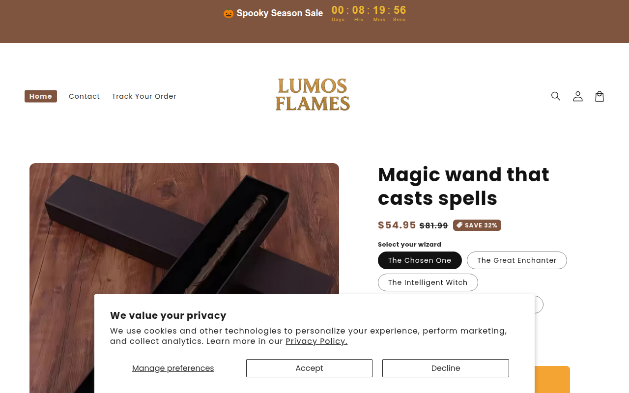 Screenshot van lumosflames.com