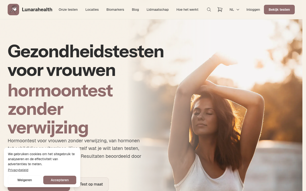 Screenshot van lunarahealth.nl