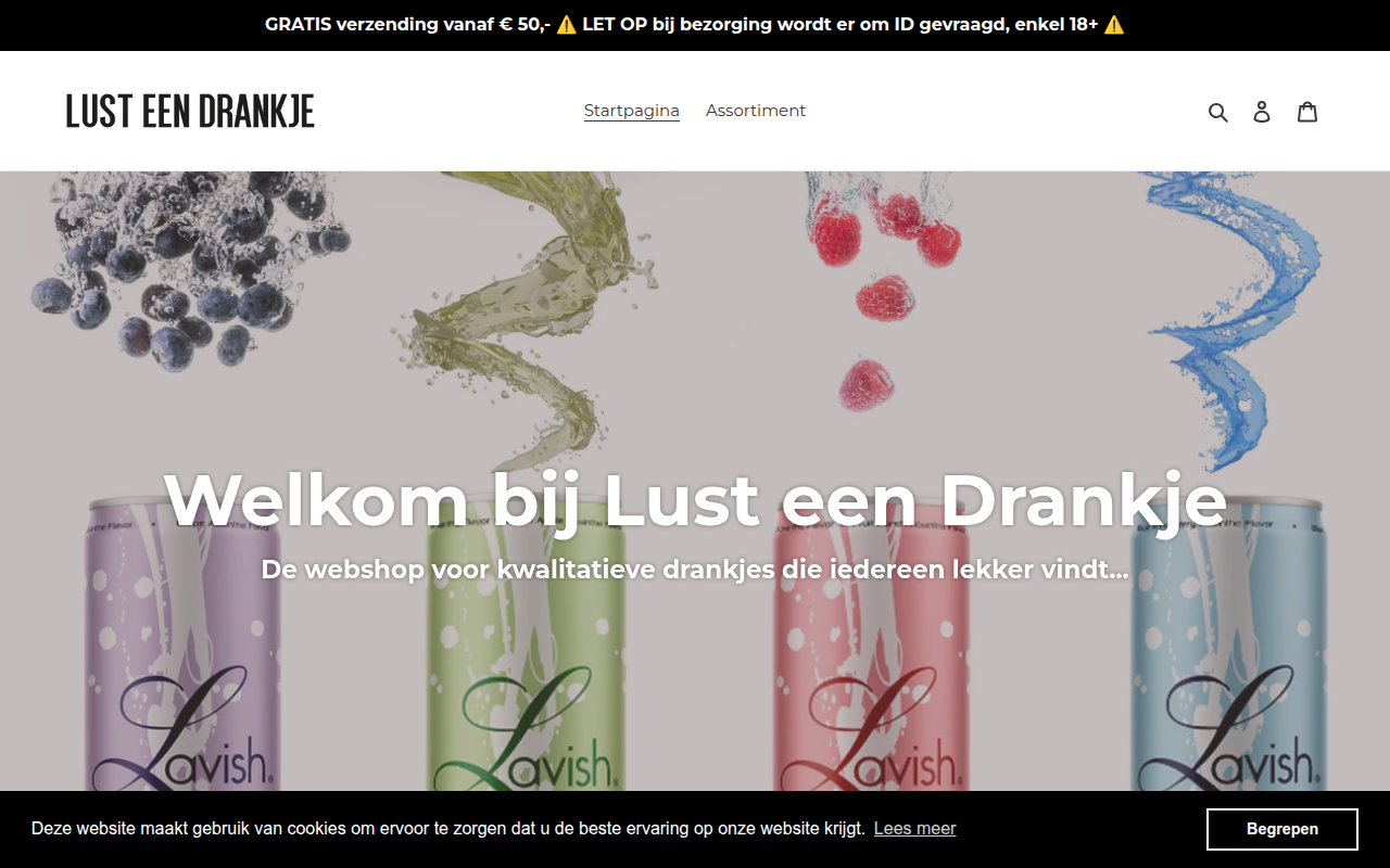 Screenshot van lusteendrankje.nl