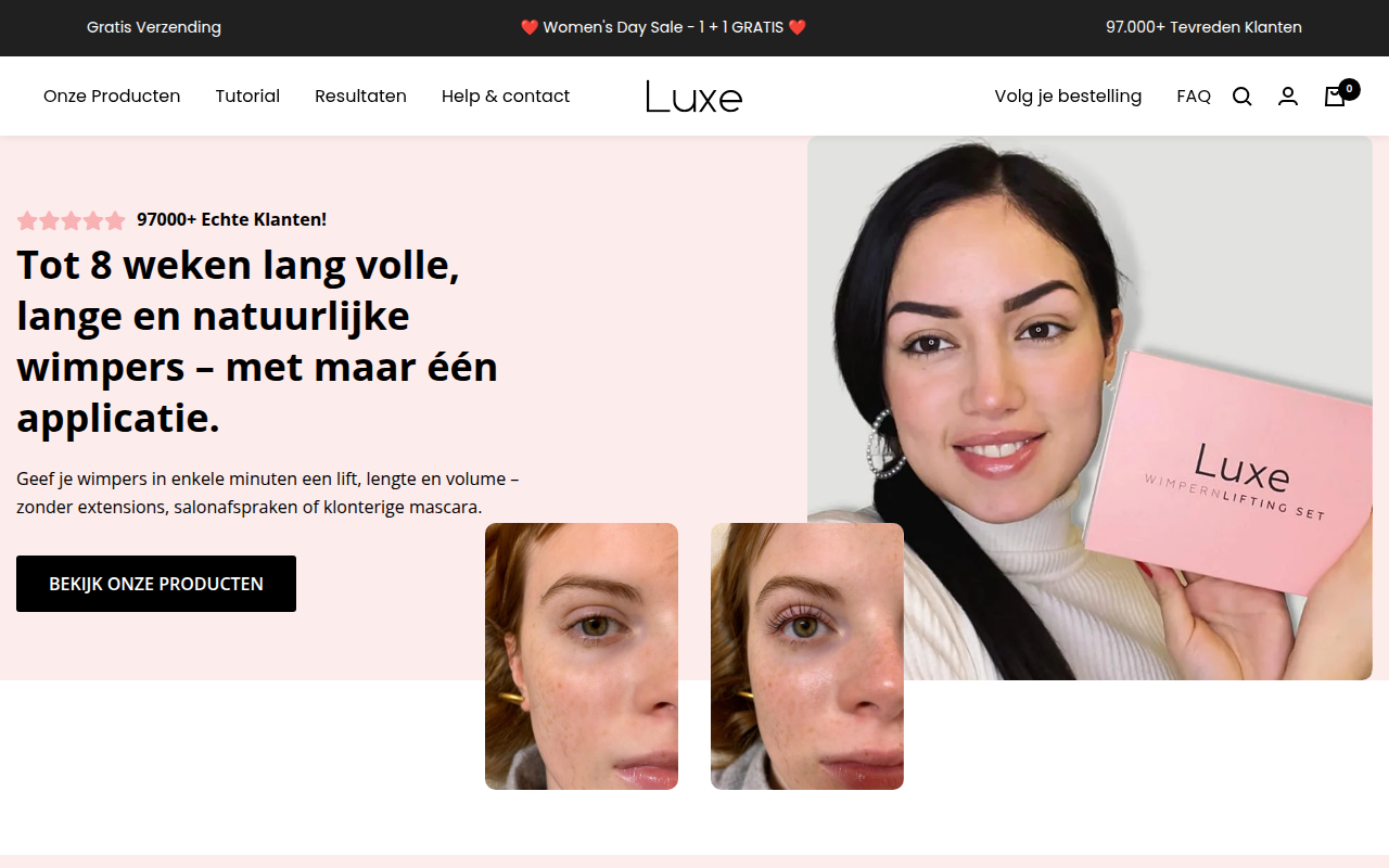 Screenshot van luxecosmetics.nl