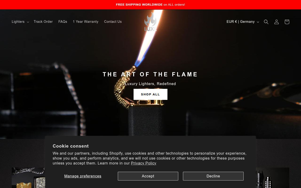 Screenshot van luxelighter.co