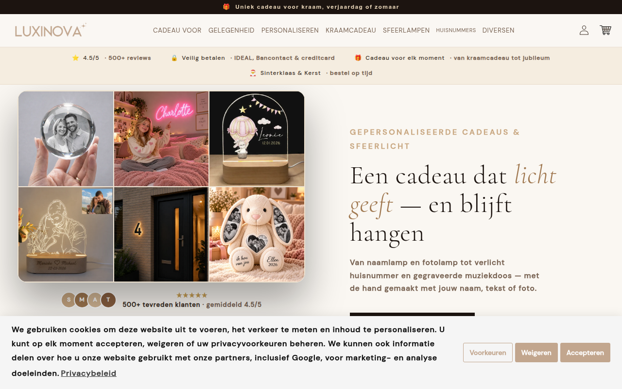 Screenshot van luxinova.nl