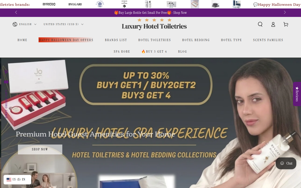 Screenshot van luxuryhoteltoiletries.com