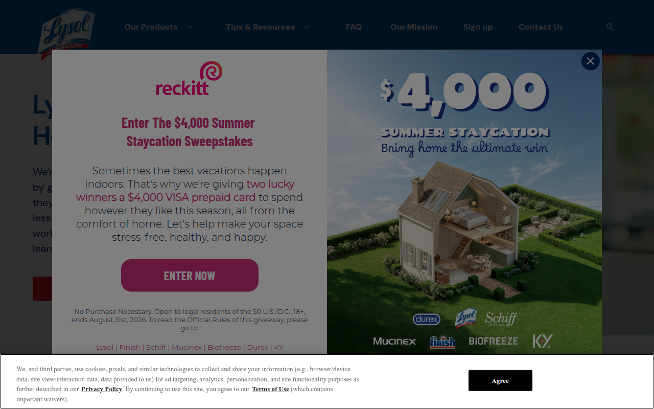 Screenshot van lysol.com
