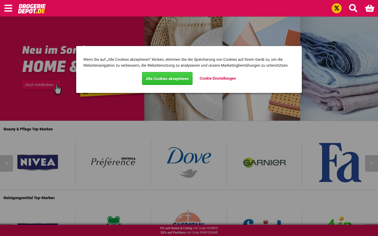 Screenshot van m.drogeriedepot.de