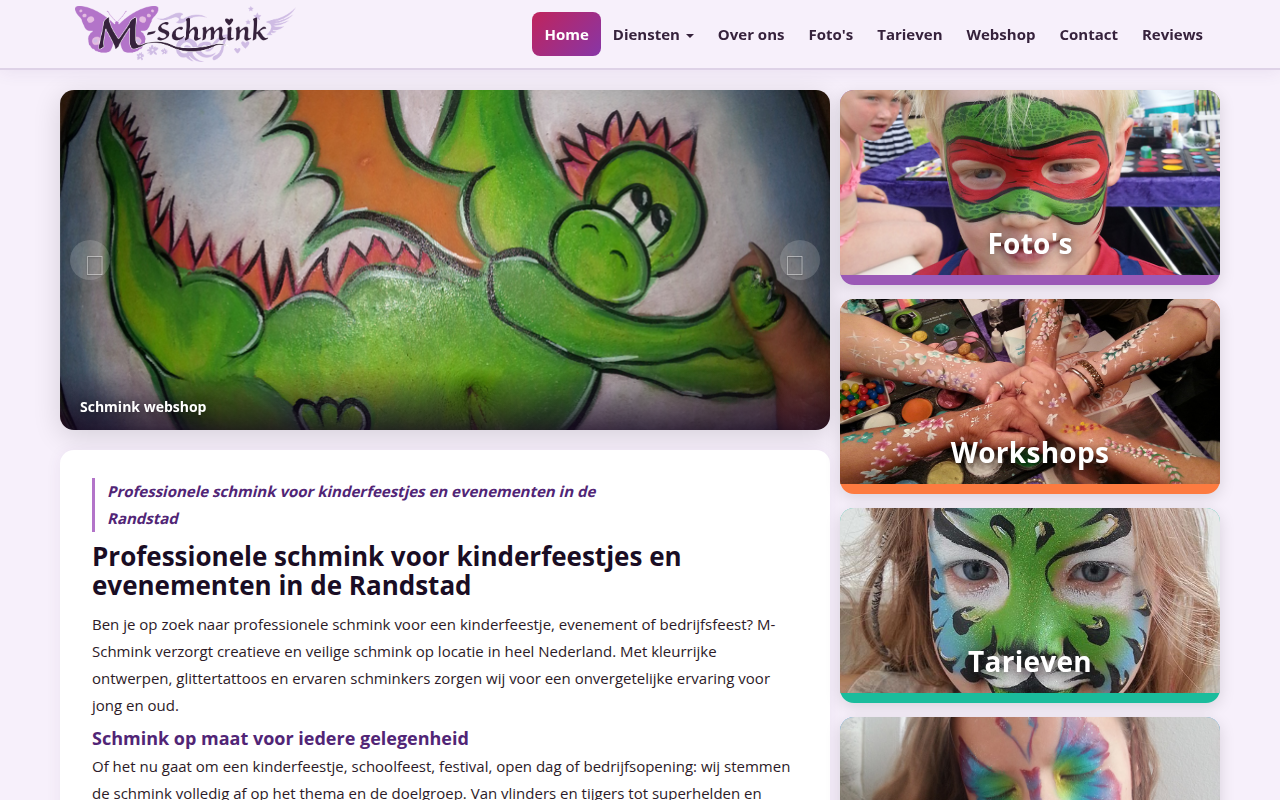 Screenshot van m-schmink.nl
