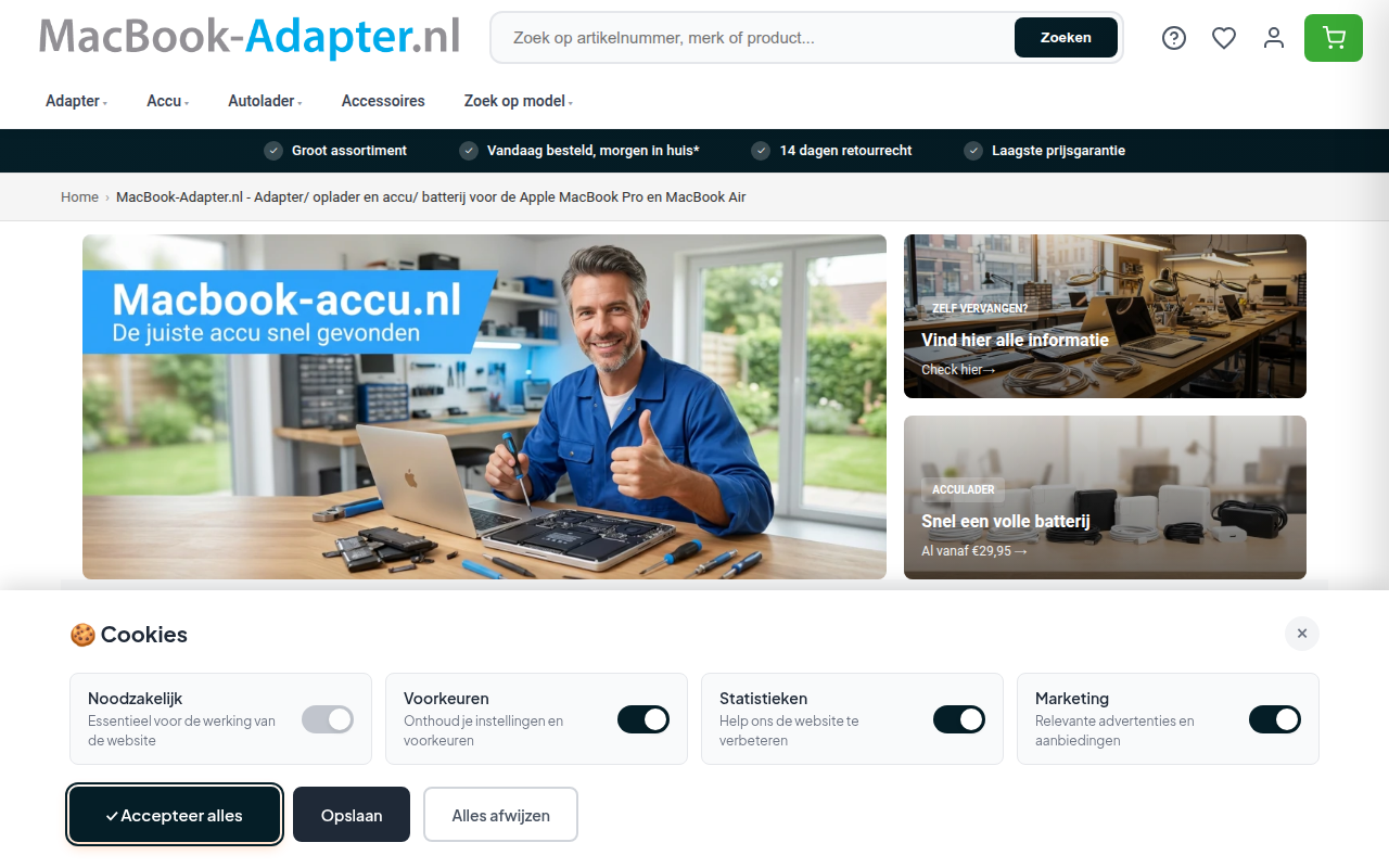 Screenshot van macbook-adapter.nl