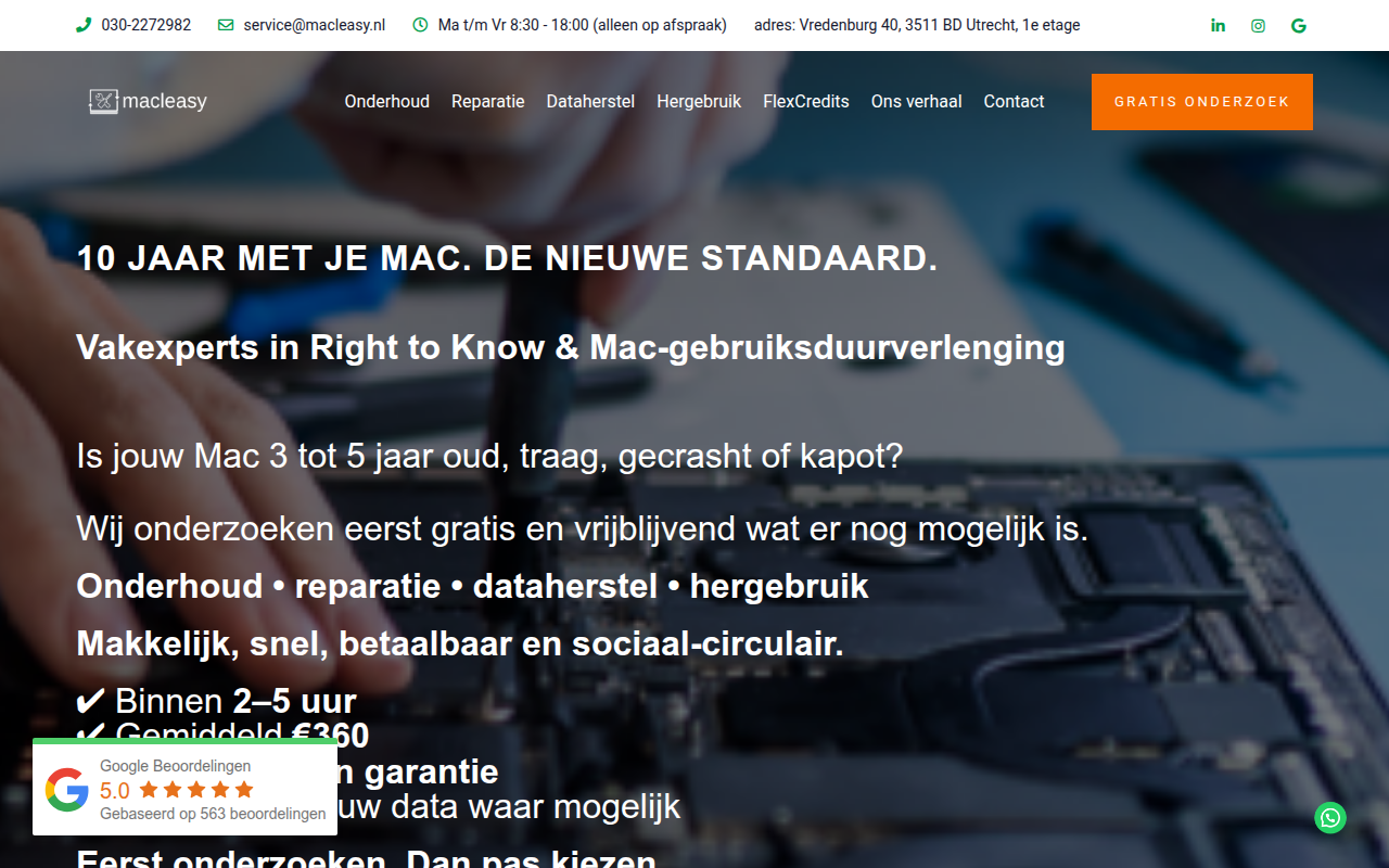 Screenshot van macleasy.nl