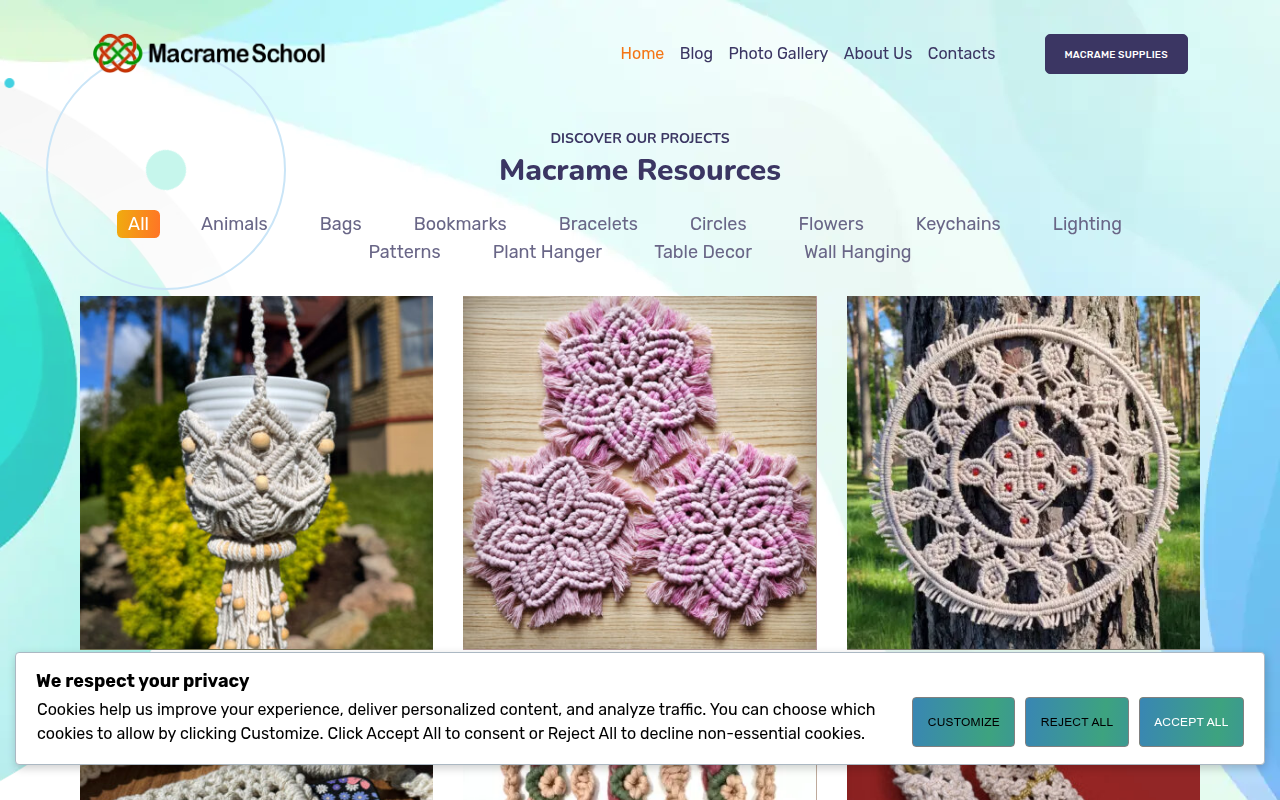 Screenshot van macrameschool.com