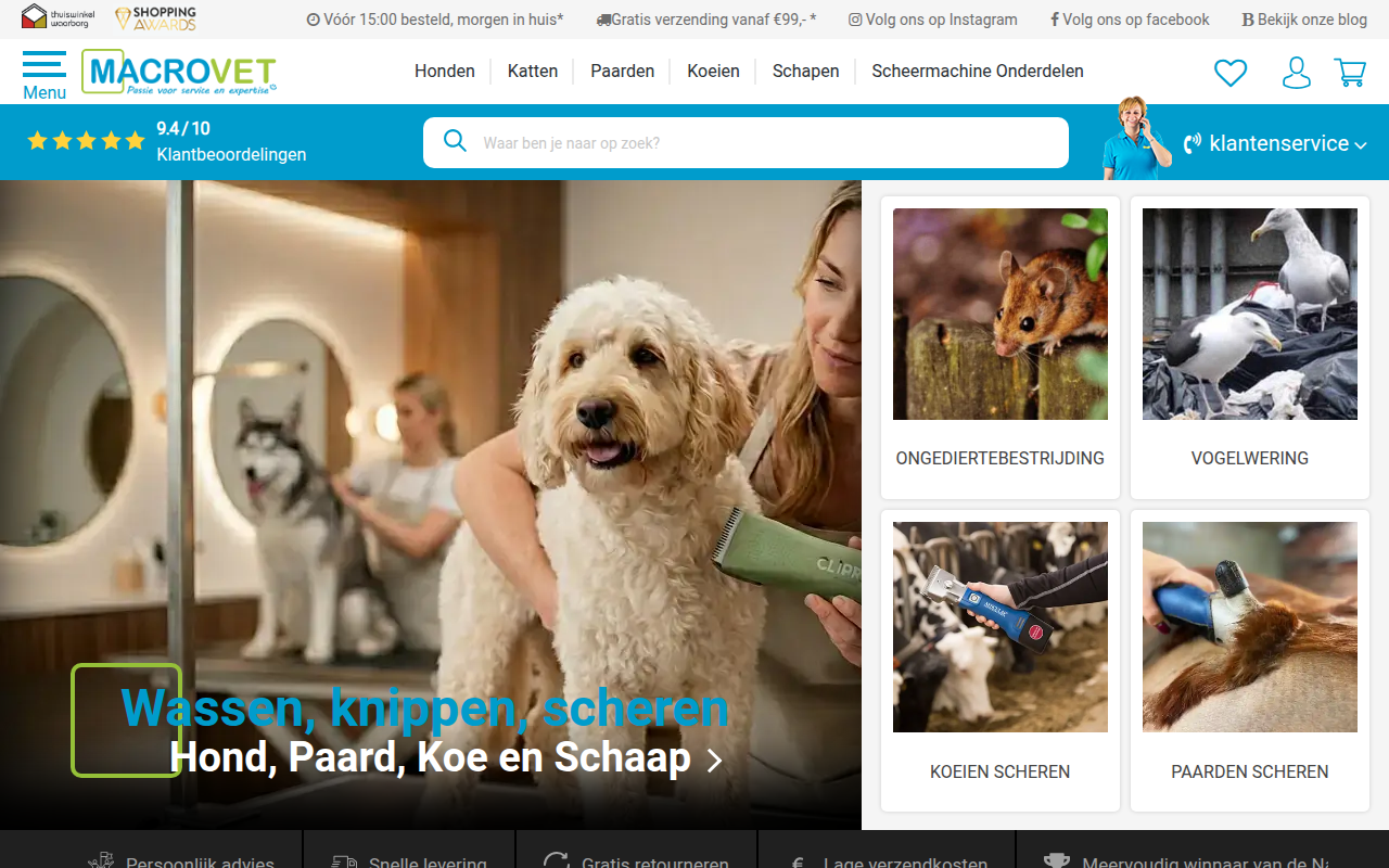 Screenshot van macrovet.nl
