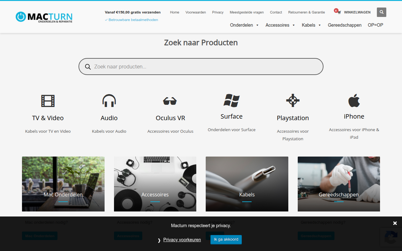 Screenshot van macturn.nl