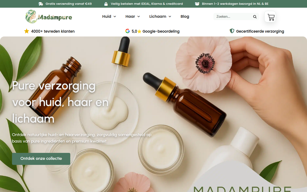 Screenshot van madampure.nl