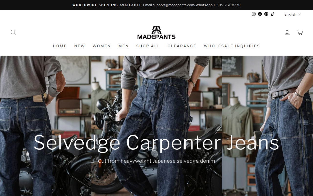 Screenshot van madepants.com