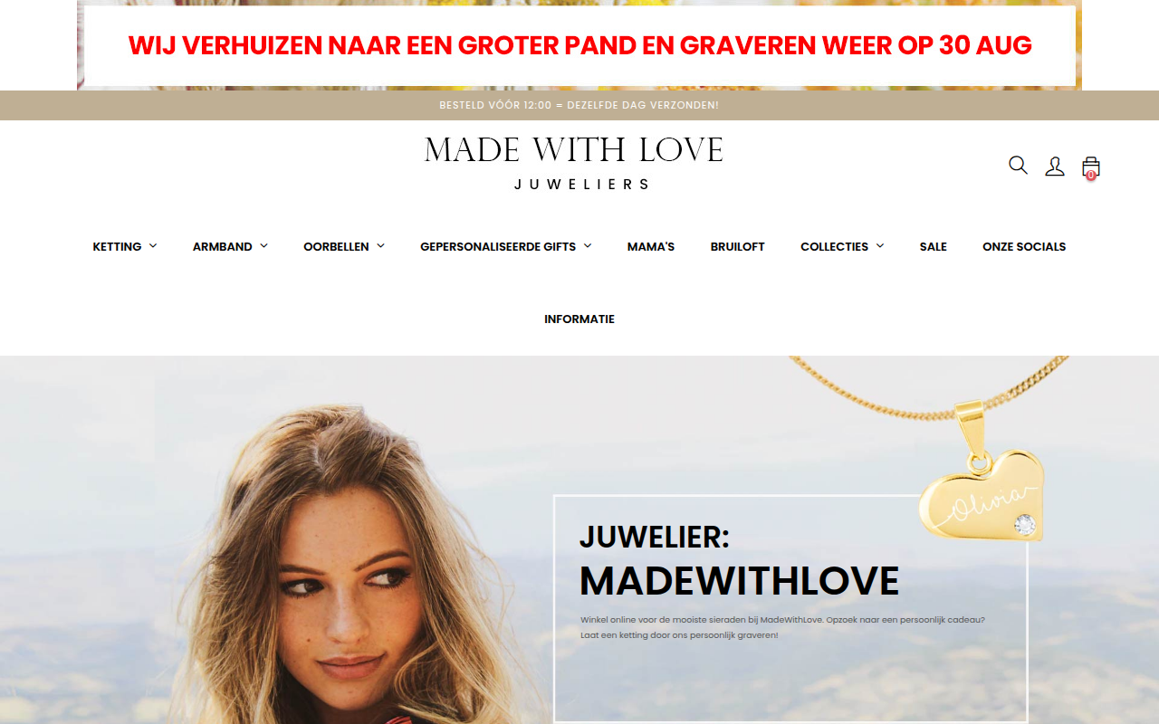 Screenshot van madewithlove.nl