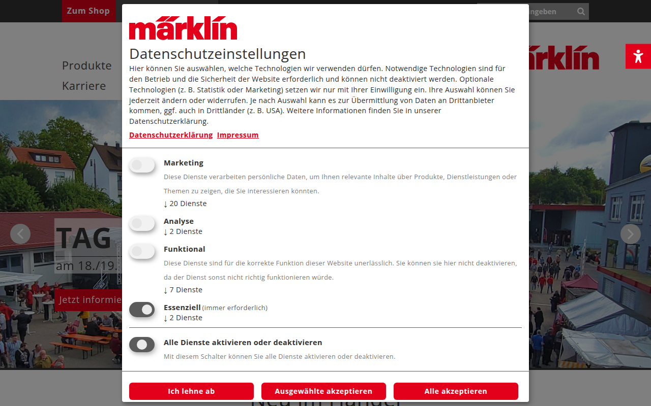 Screenshot van maerklin.de