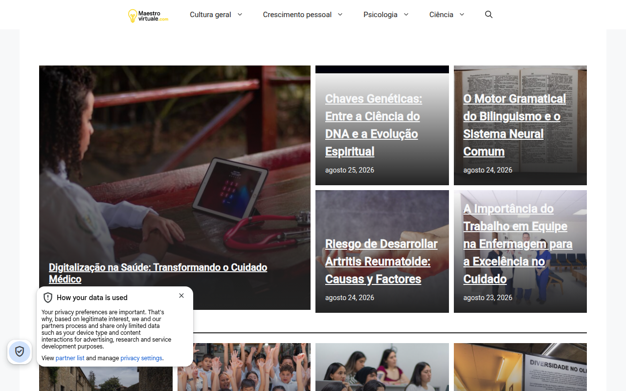 Screenshot van maestrovirtuale.com