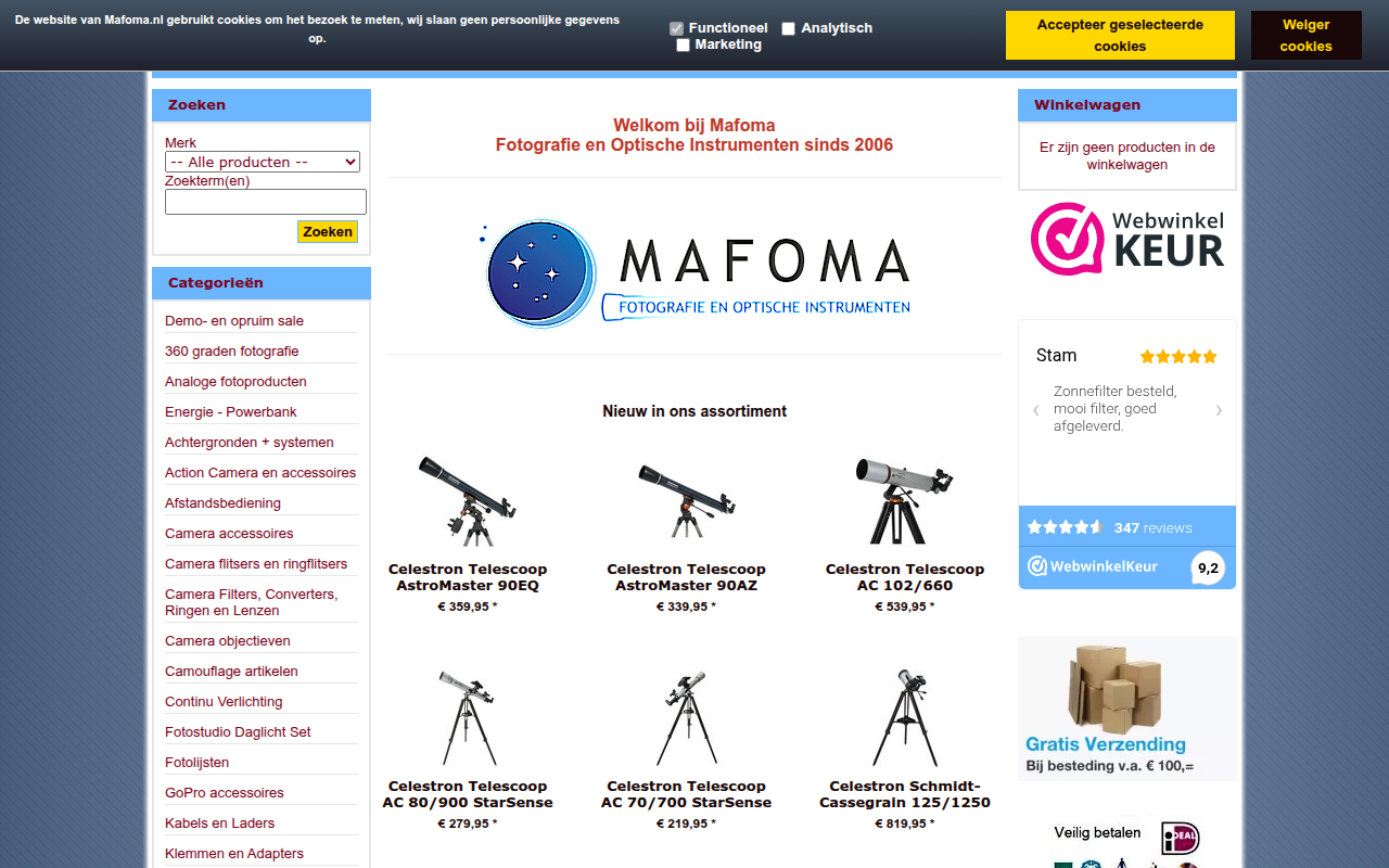 Screenshot van mafoma.nl