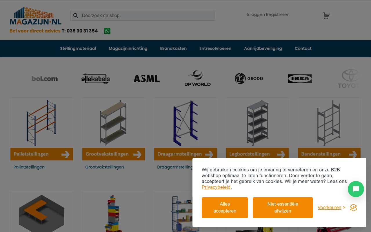Screenshot van magazijn.nl