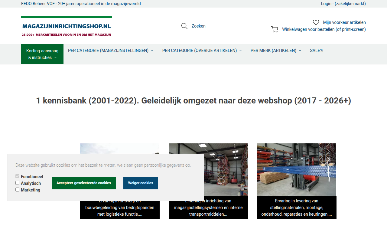 Screenshot van magazijninrichtingshop.nl