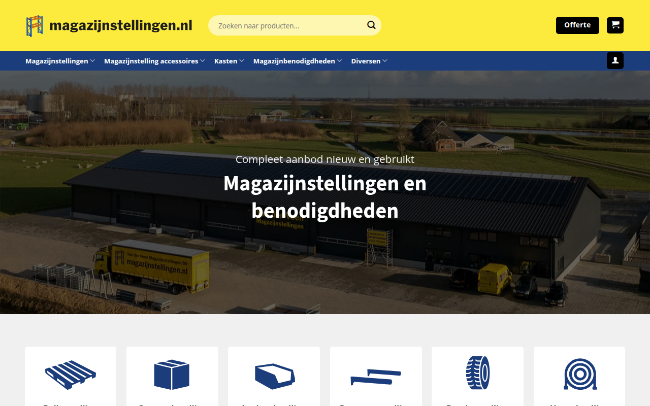 Screenshot van magazijnstellingen.nl
