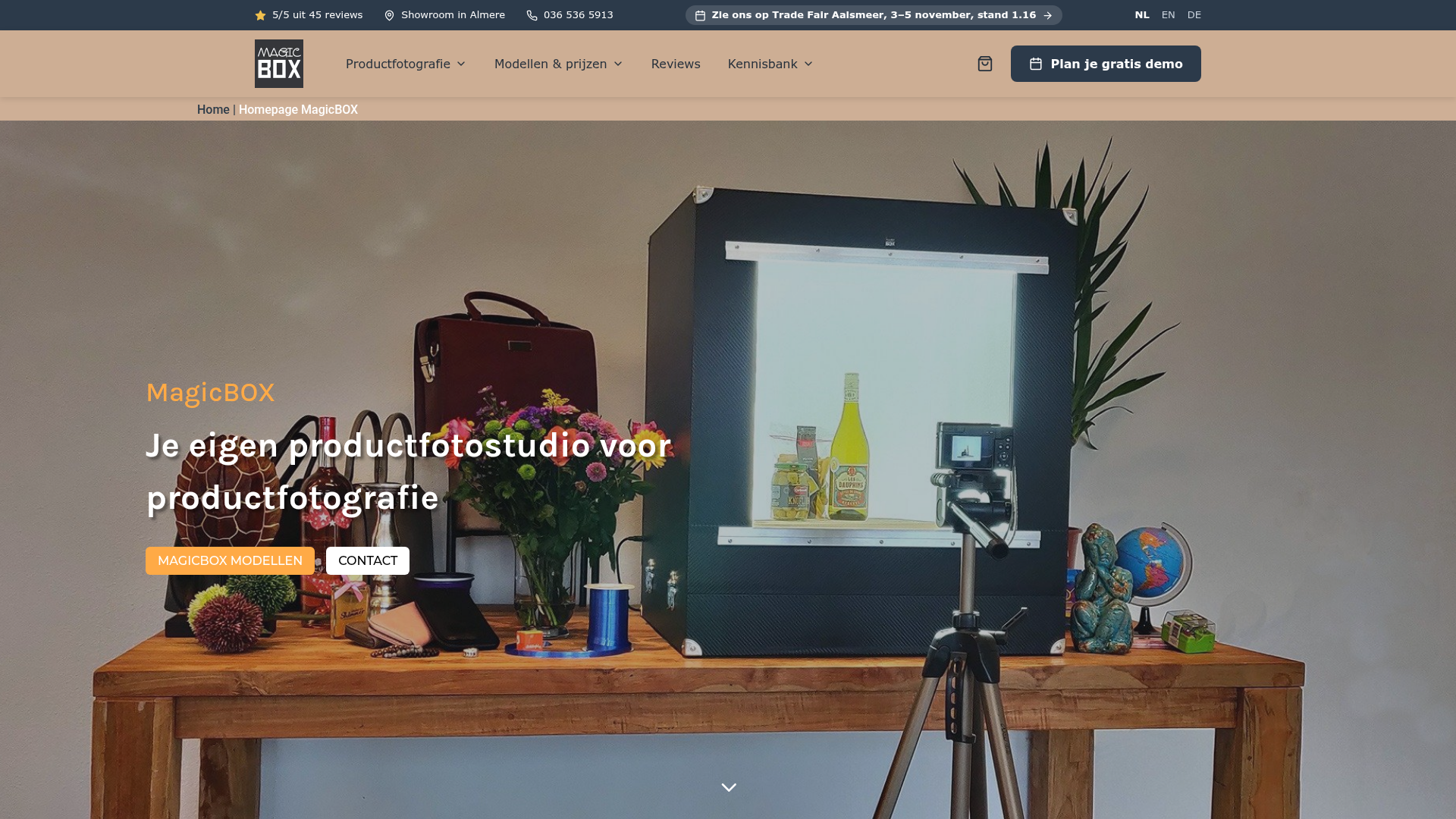 Screenshot van magic-box.nl