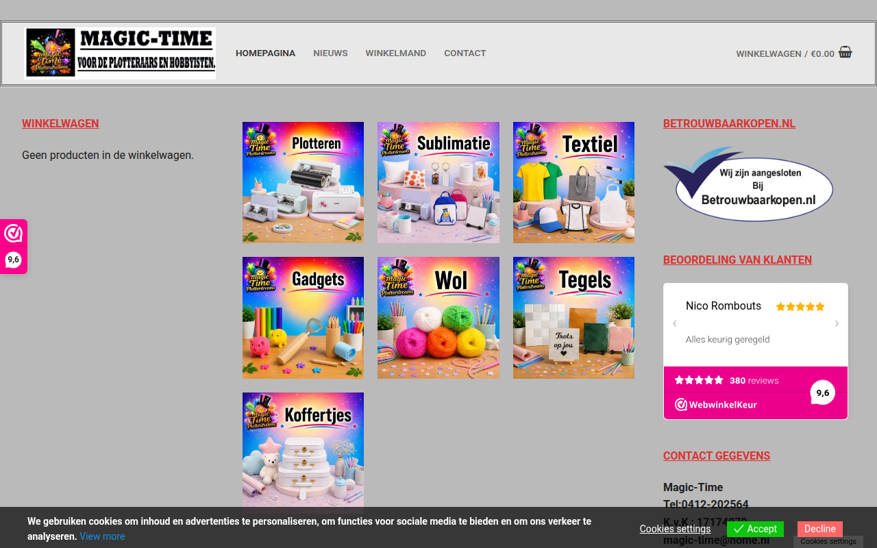 Screenshot van magic-time.nl