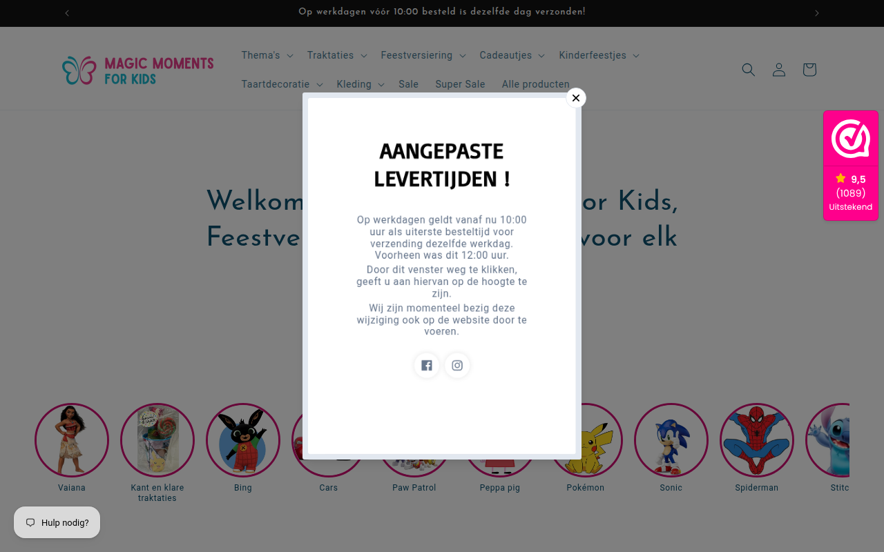 Screenshot van magicmomentsforkids.nl