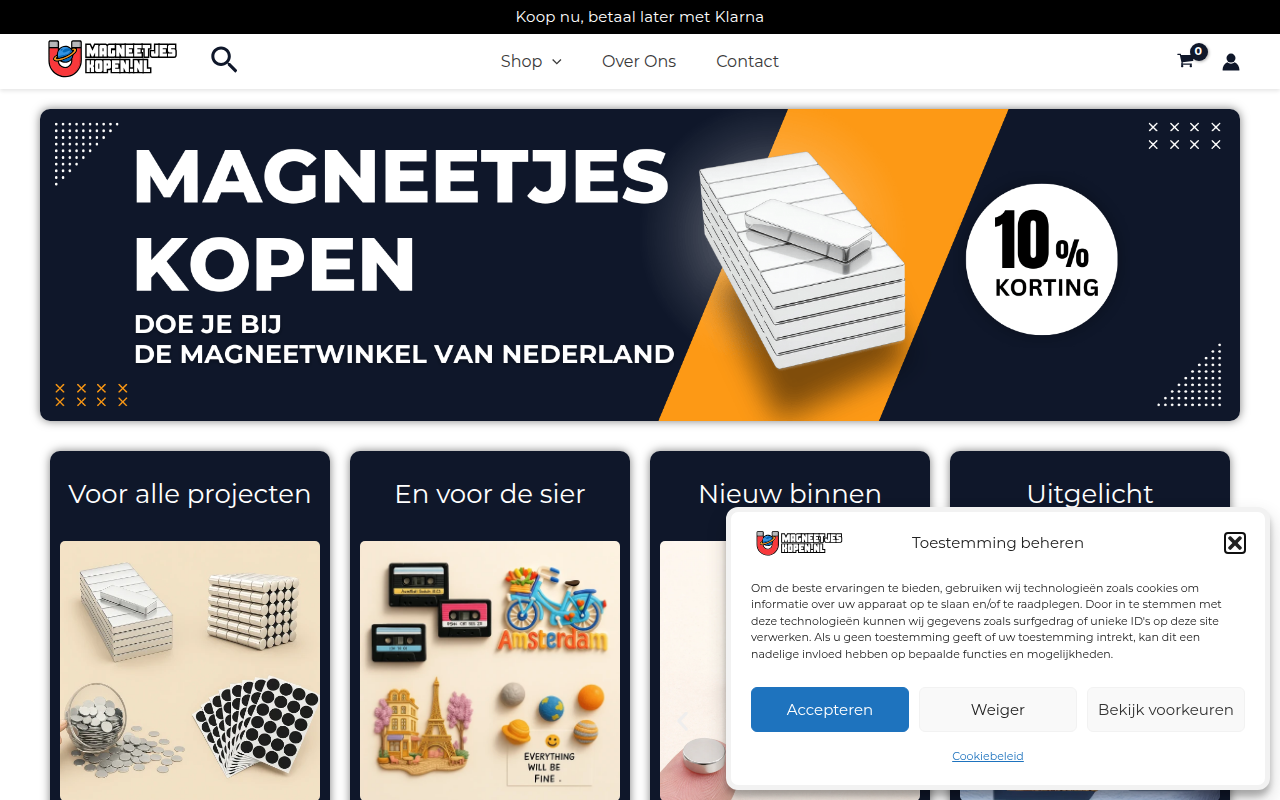 Screenshot van magneetjeskopen.nl