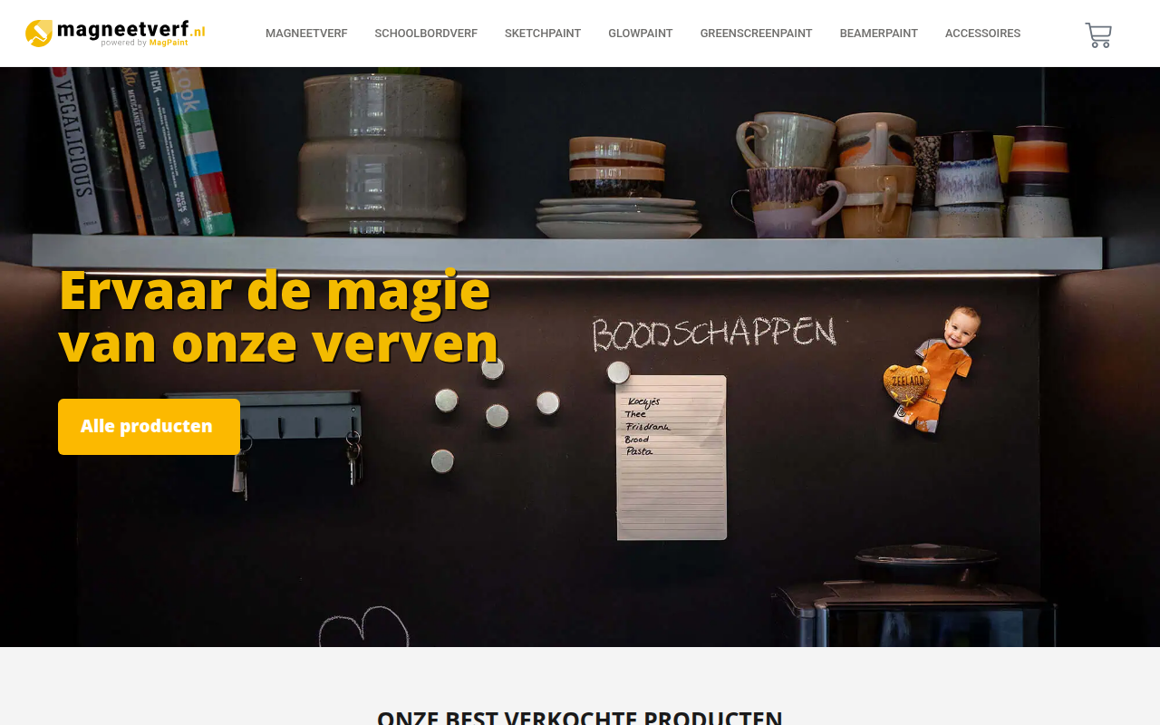 Screenshot van magneetverf.nl