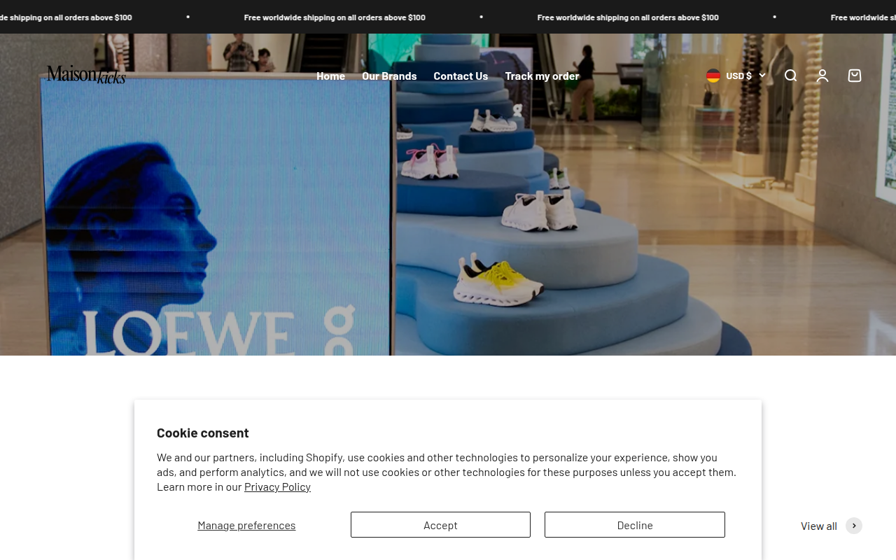 Screenshot van maisonkicks.com
