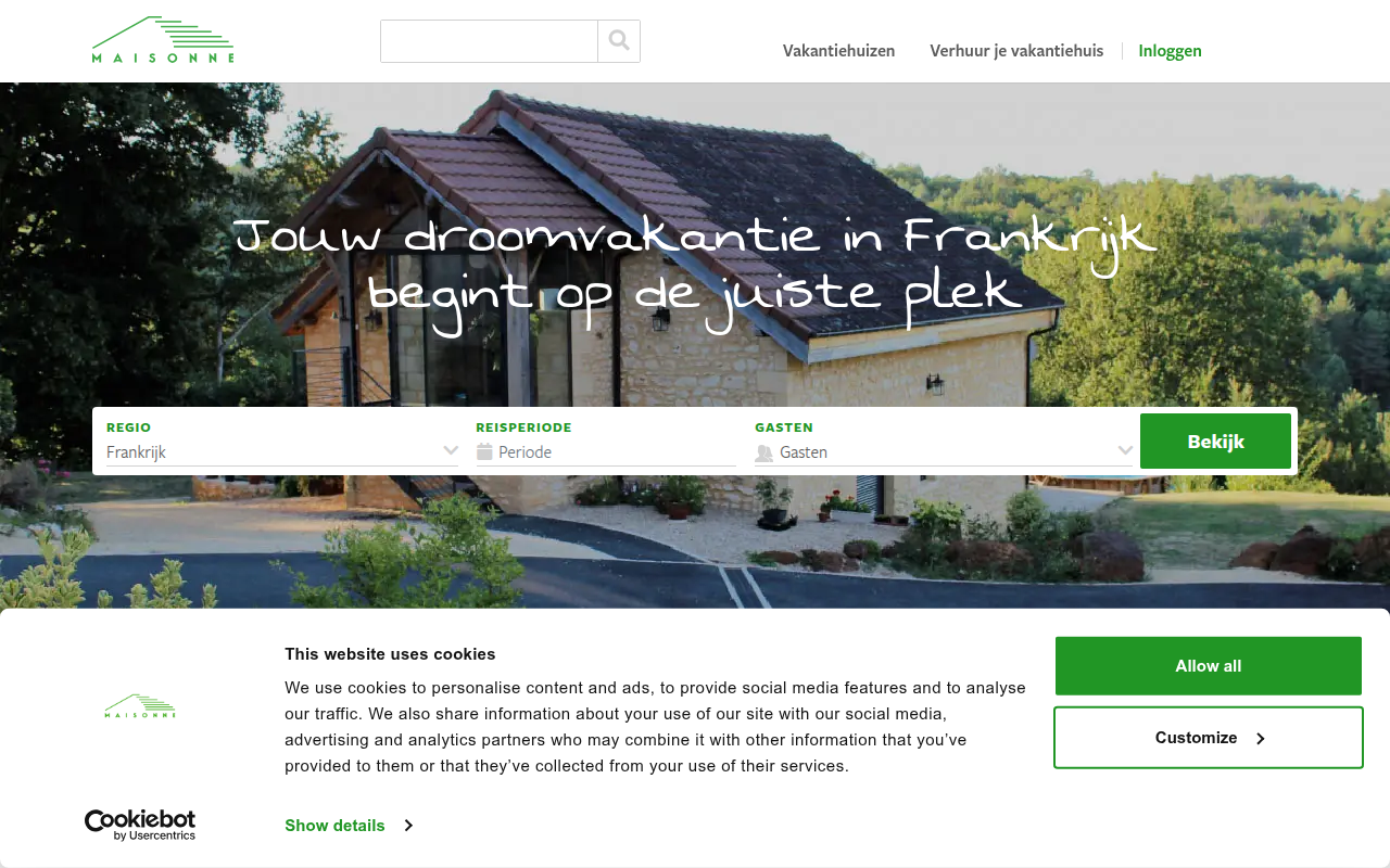 Screenshot van maisonne.nl